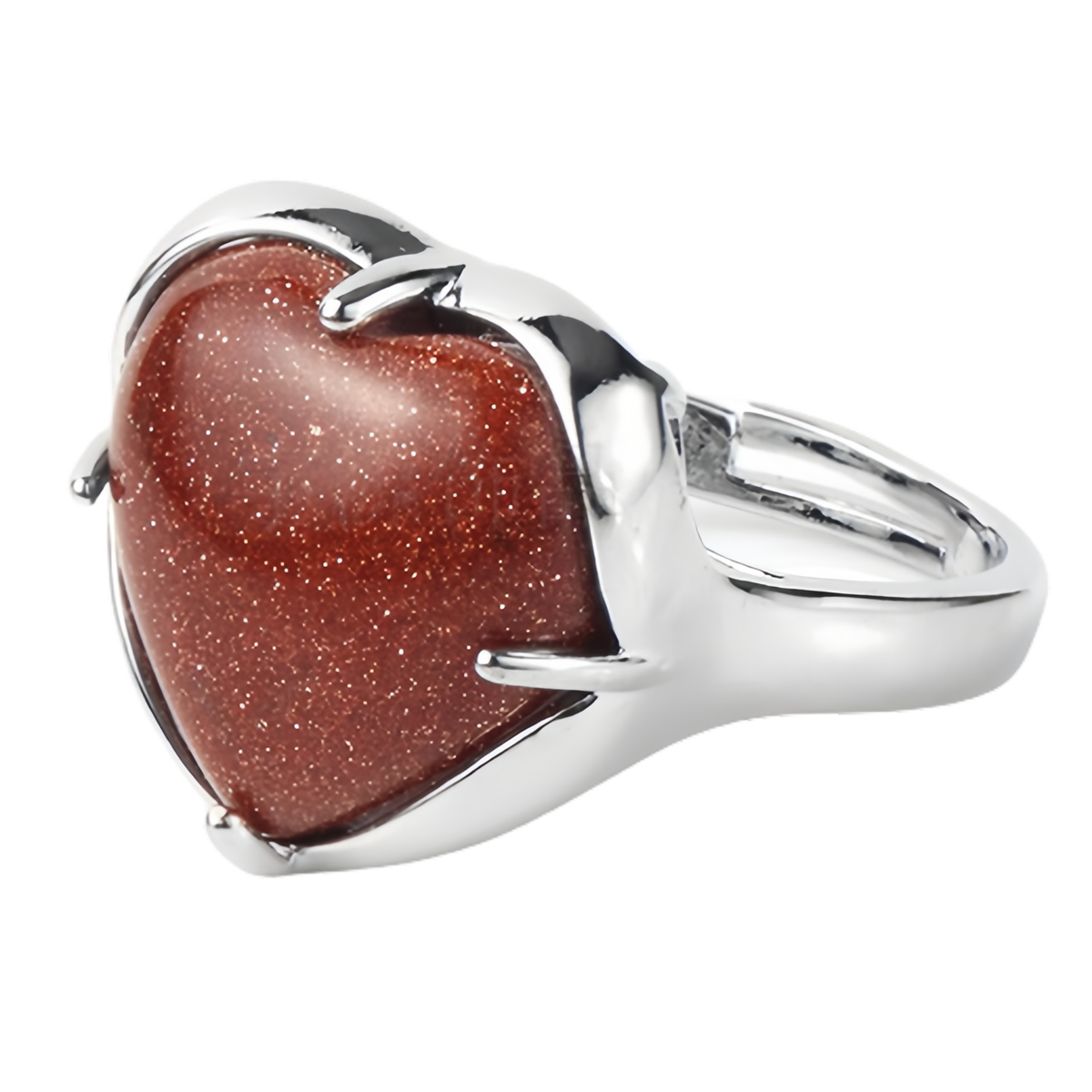 Silver Heart Stone Rings for Women Men Adjustable  SR0141S