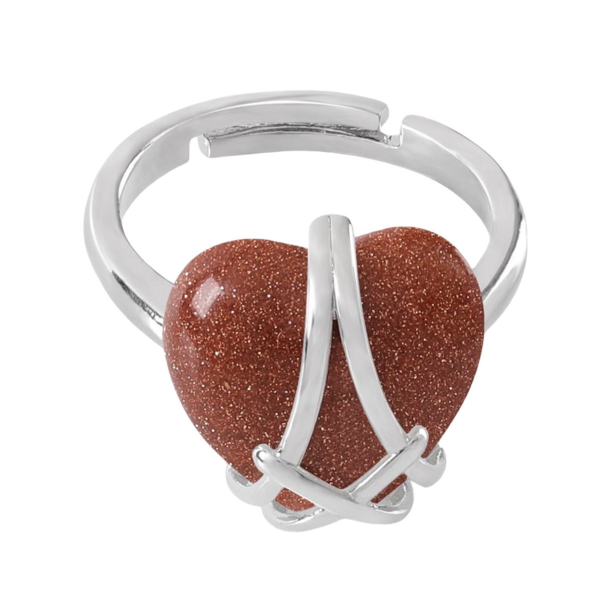 Silver Barbie Castle Heart Stone Rings for Women Men Adjustable  SR0143S