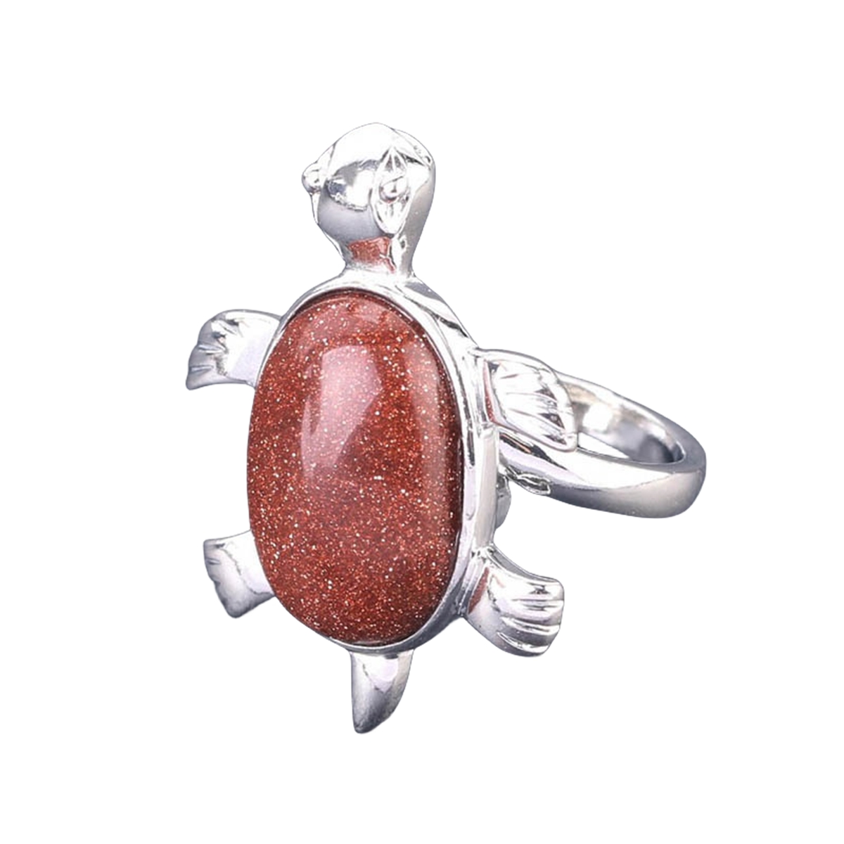 Silver Turtle & Tortoise Stone Rings for Women Men Adjustable  SR0148S