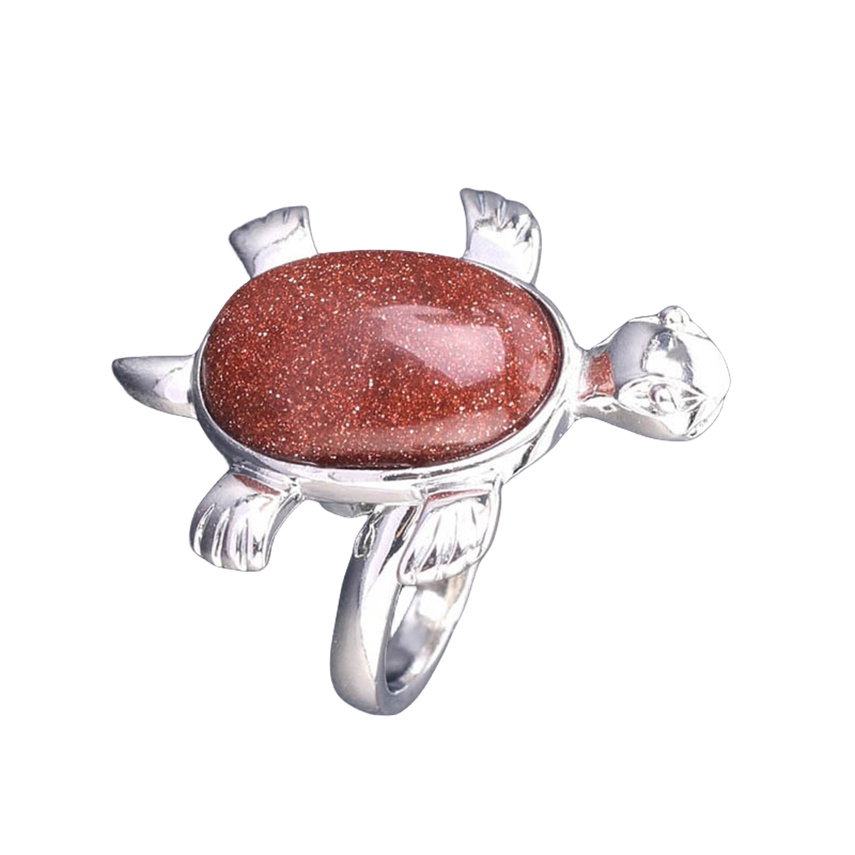 Silver Turtle & Tortoise Stone Rings for Women Men Adjustable  SR0148S