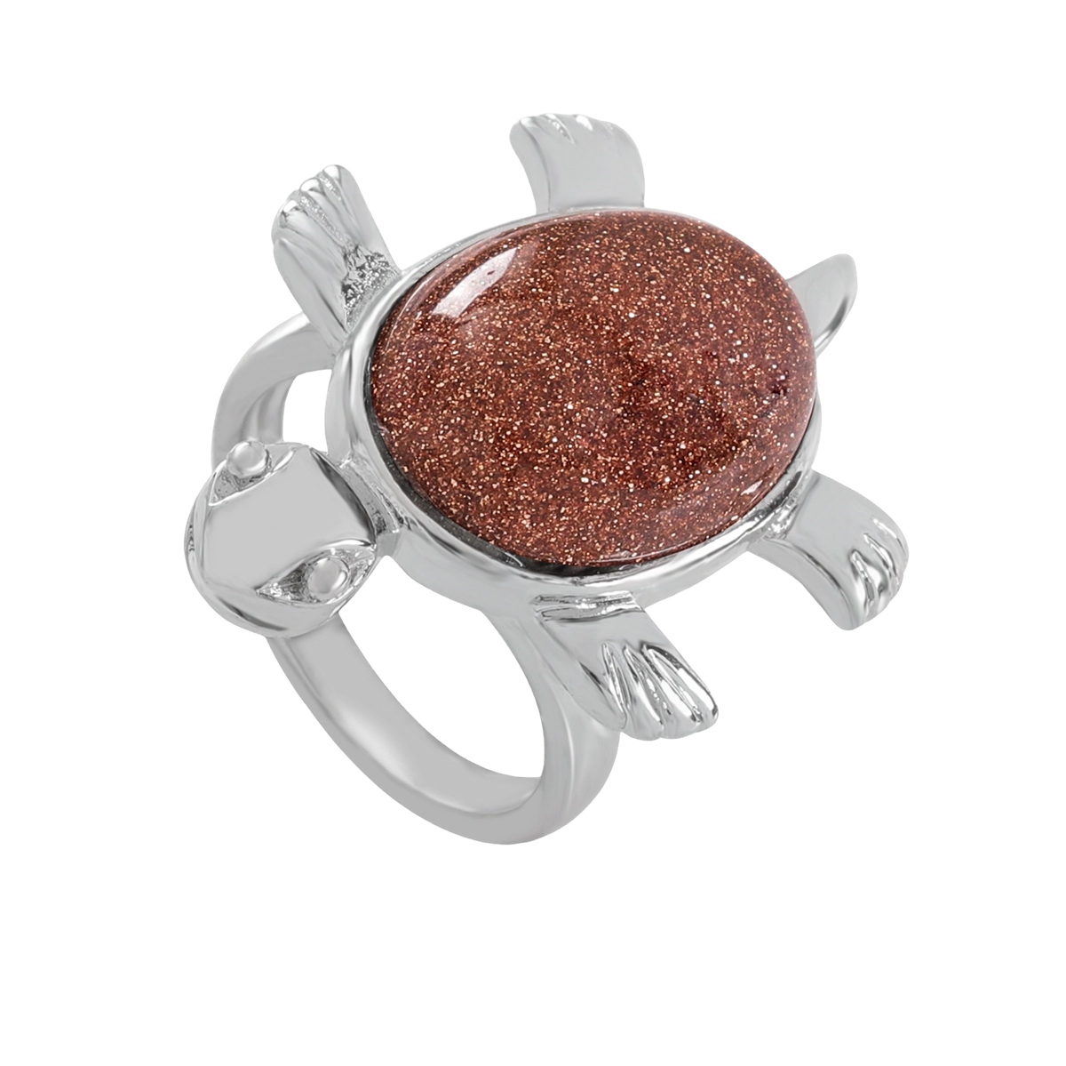 Silver Turtle & Tortoise Stone Rings for Women Men Adjustable  SR0148S