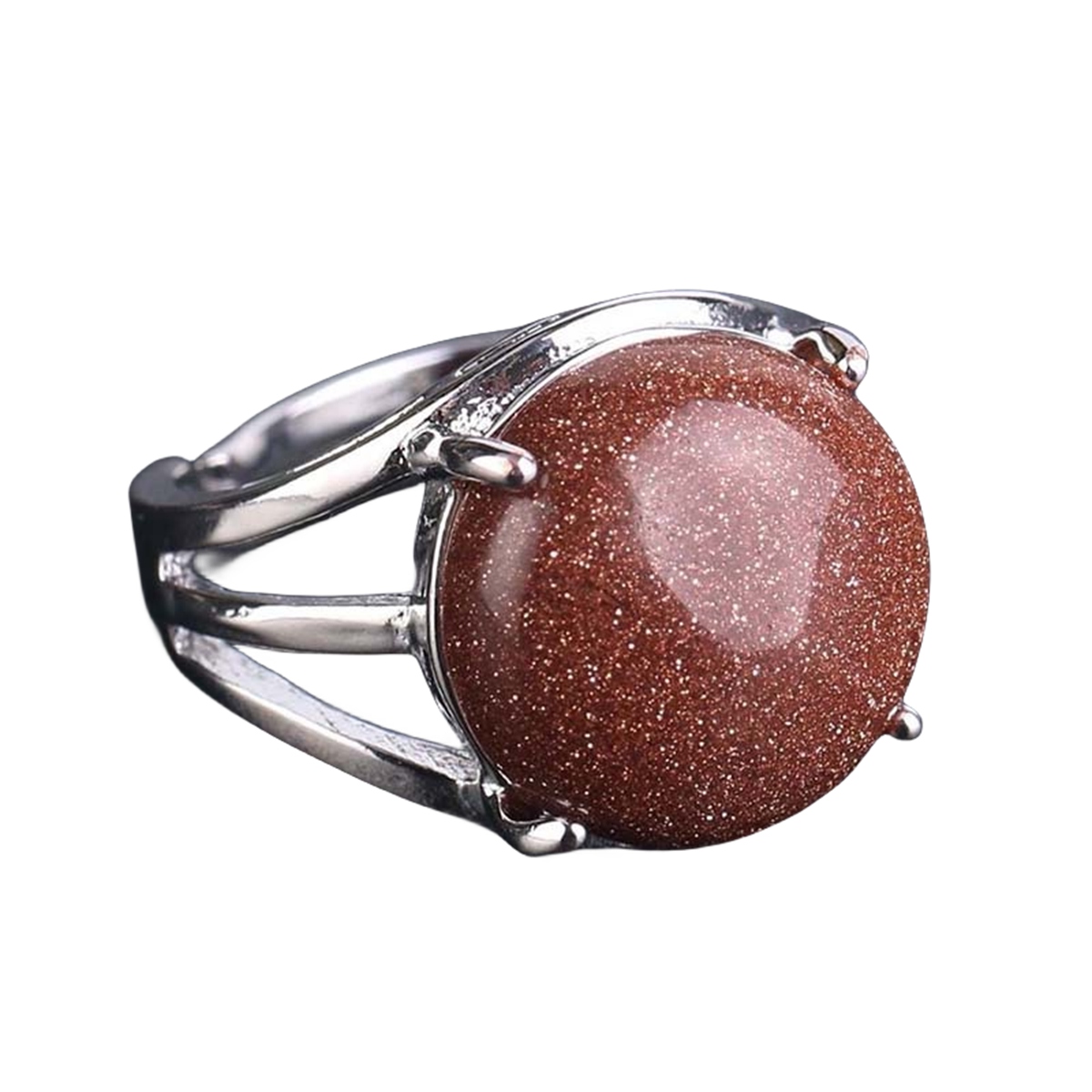 Silver 16MM CAB Stone Rings for Women Men Adjustable SR0152S