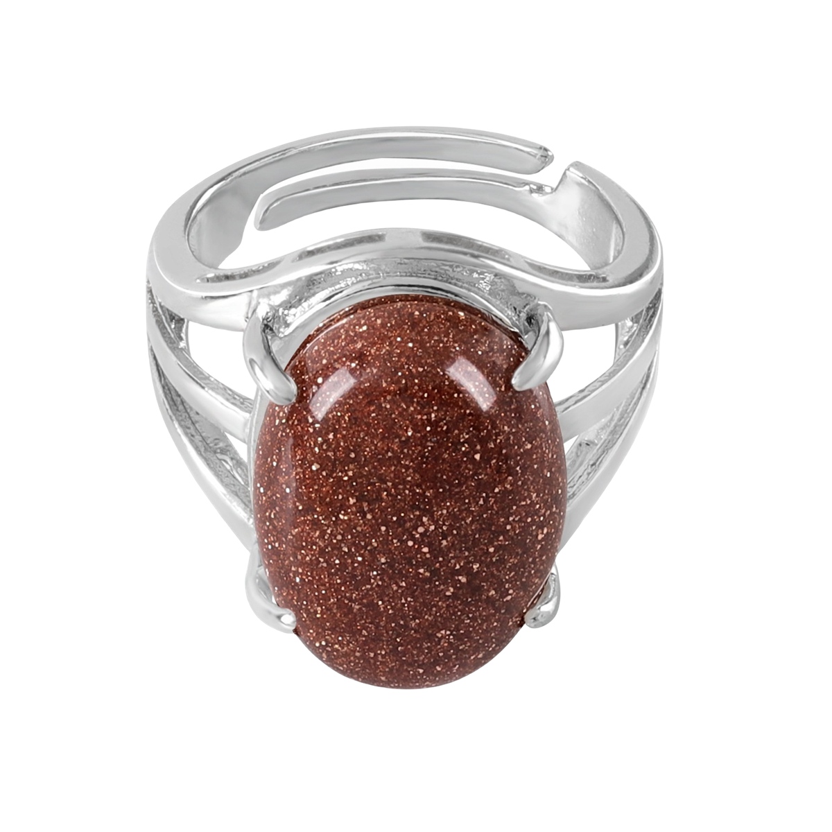 Silver Stone Rings for Women Men Adjustable  SR0154S 13X18MM Gemstone CAB