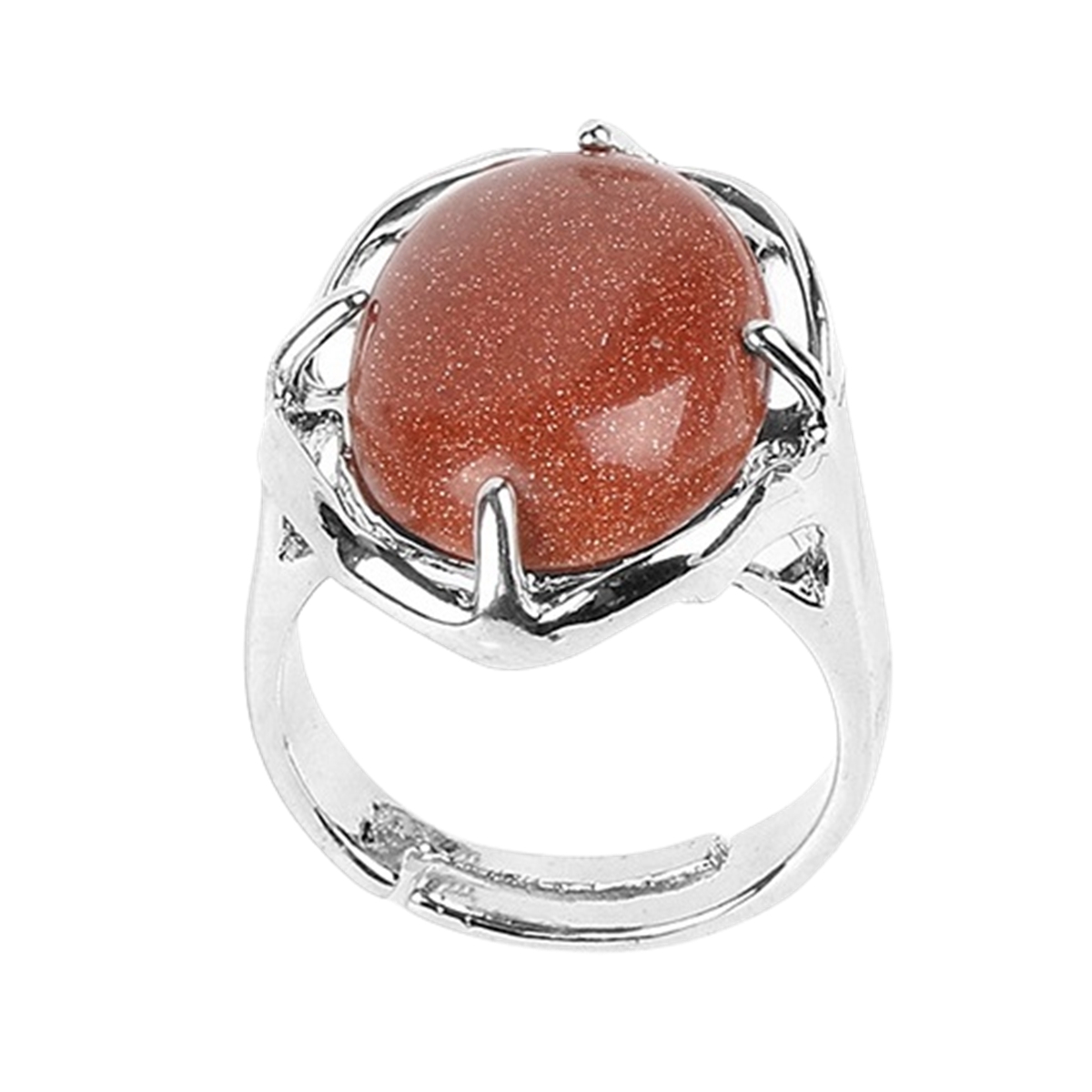 Silver Stone Rings for Women Men Adjustable 13X18MM Oval Gemstone CAB SR0156S 