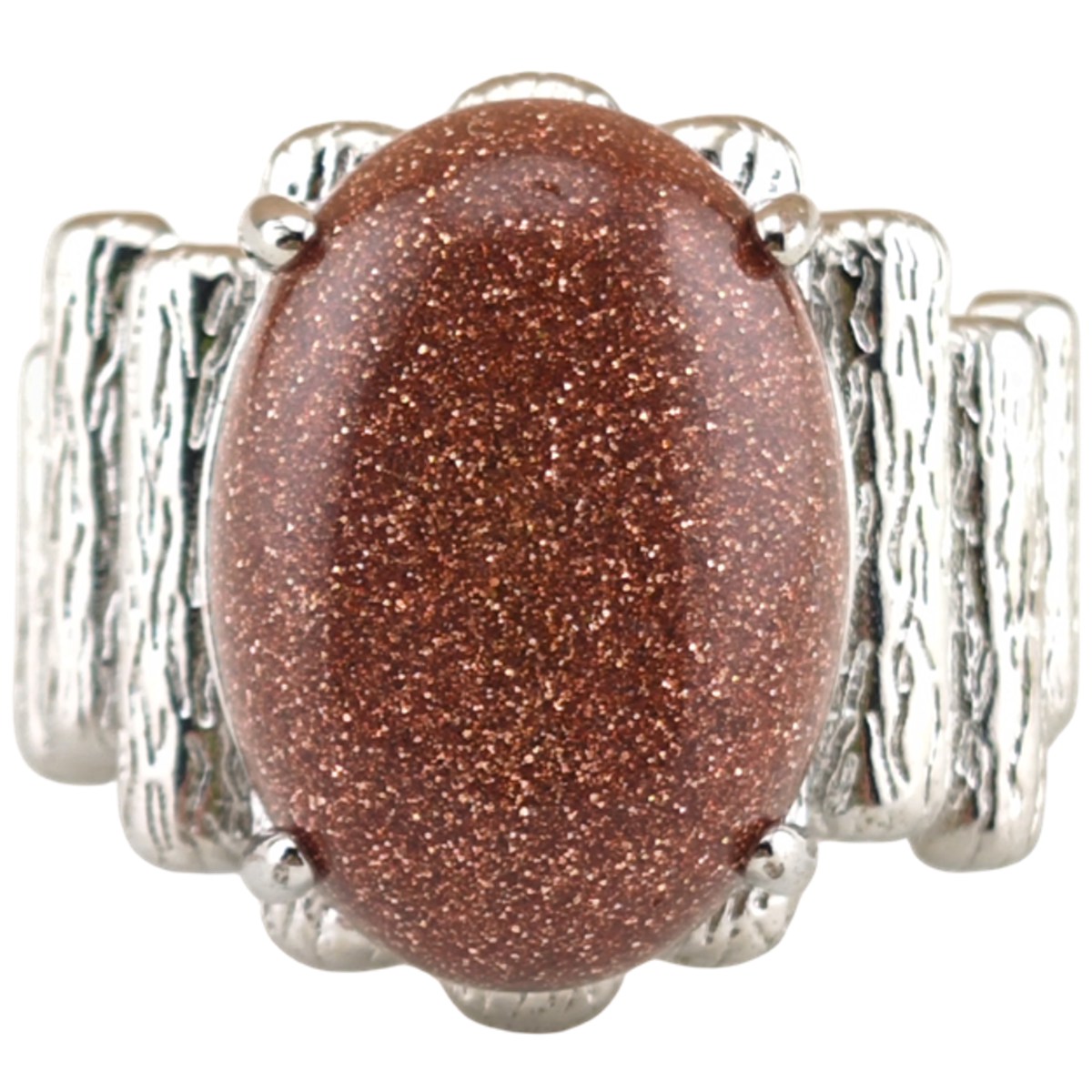 Silver Stone Rings for Women Men Adjustable 13x18MM Horse Eye Gemstone CAB SR0177S