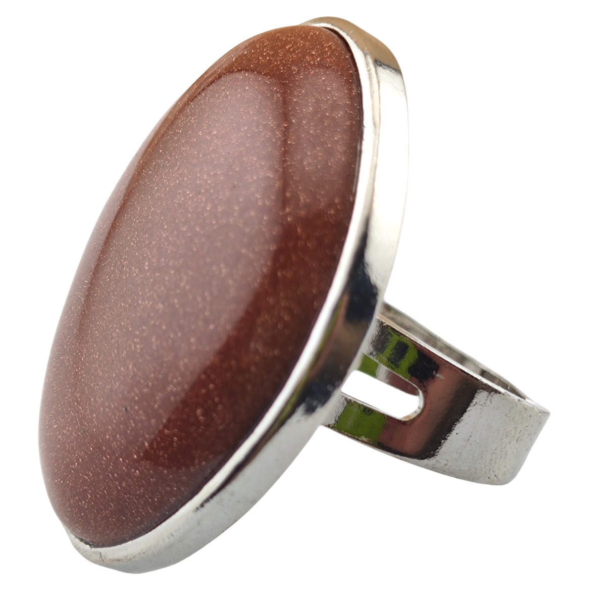 Silver Women Stone Rings Adjustable 25X30MM Gemstone Cabochons SR0188S