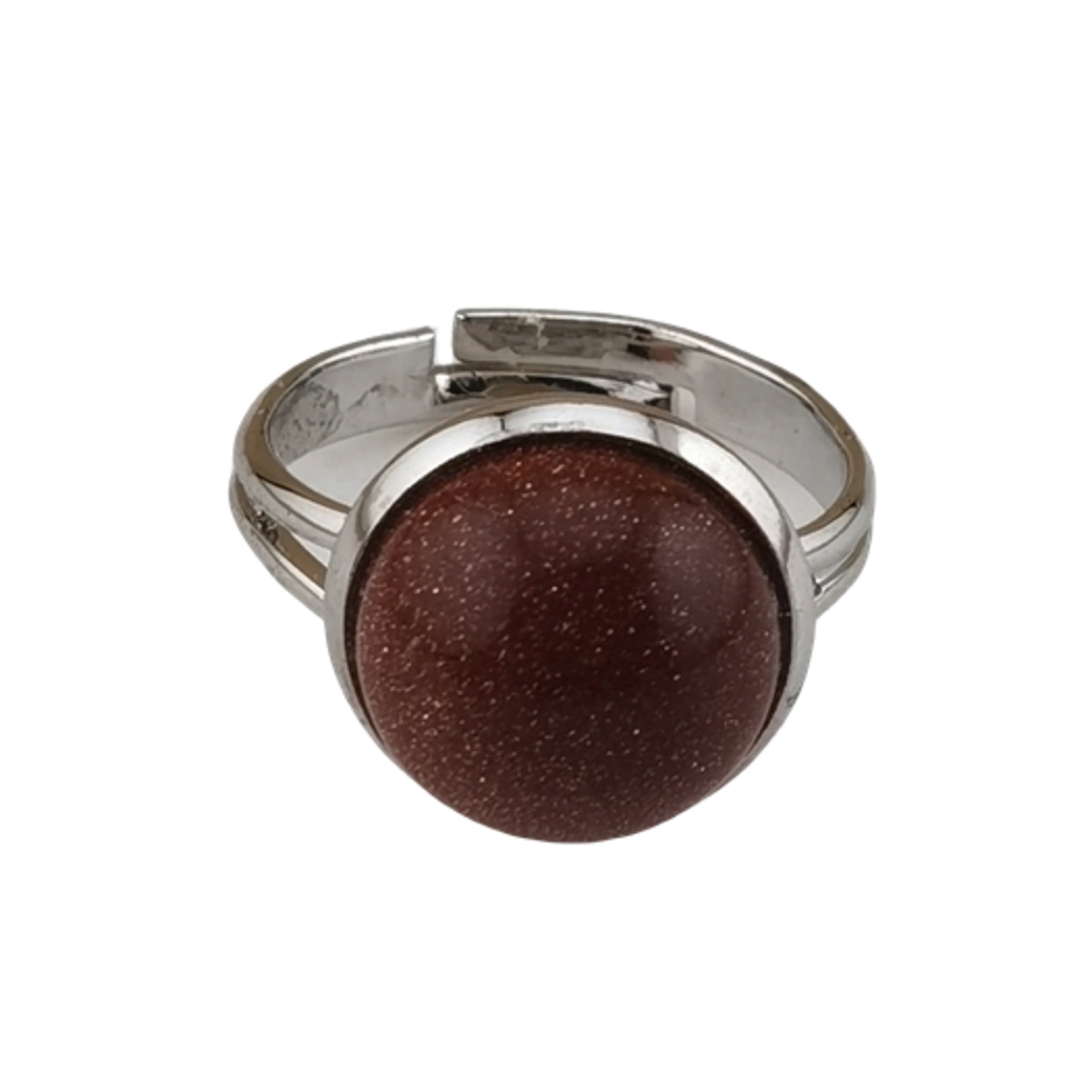 Silver Women 12MM Gemstone Rings Adjustable SR0189S