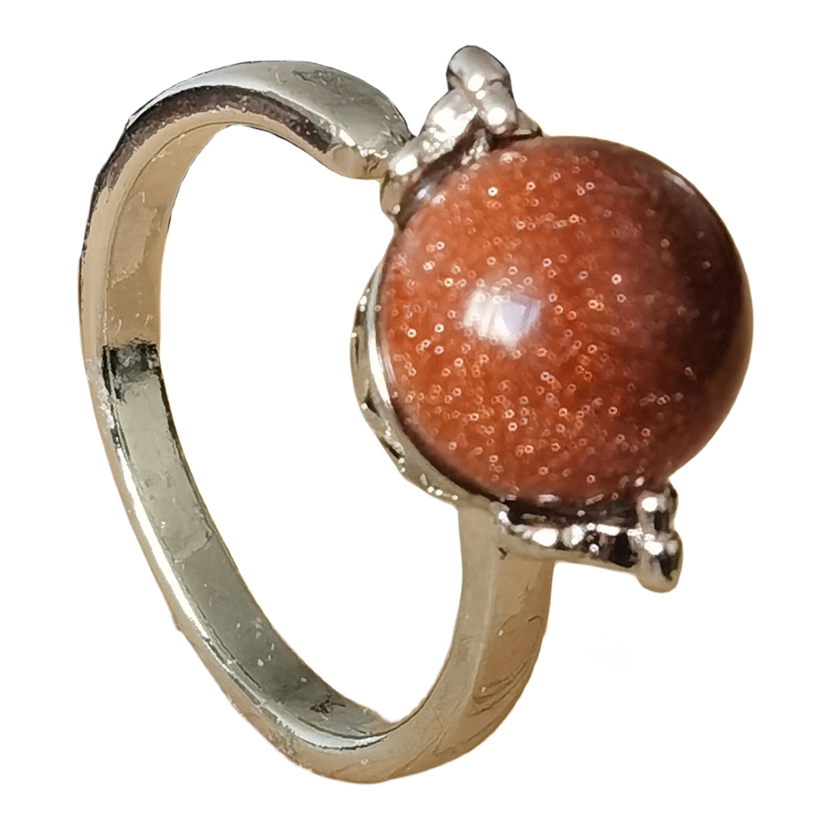 Silver Women 10MM Stone Balls Rings Adjustable SR0190S