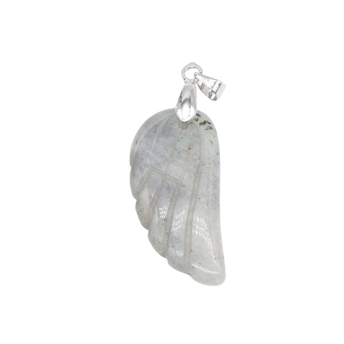 Handmade Craved Gemstone Wing Pendant SP0677-16X30MM  Silver Clasp