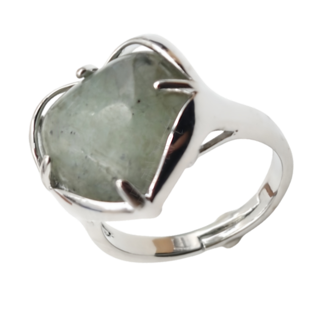 Silver Heart Stone Rings for Women Men Adjustable  SR0141S