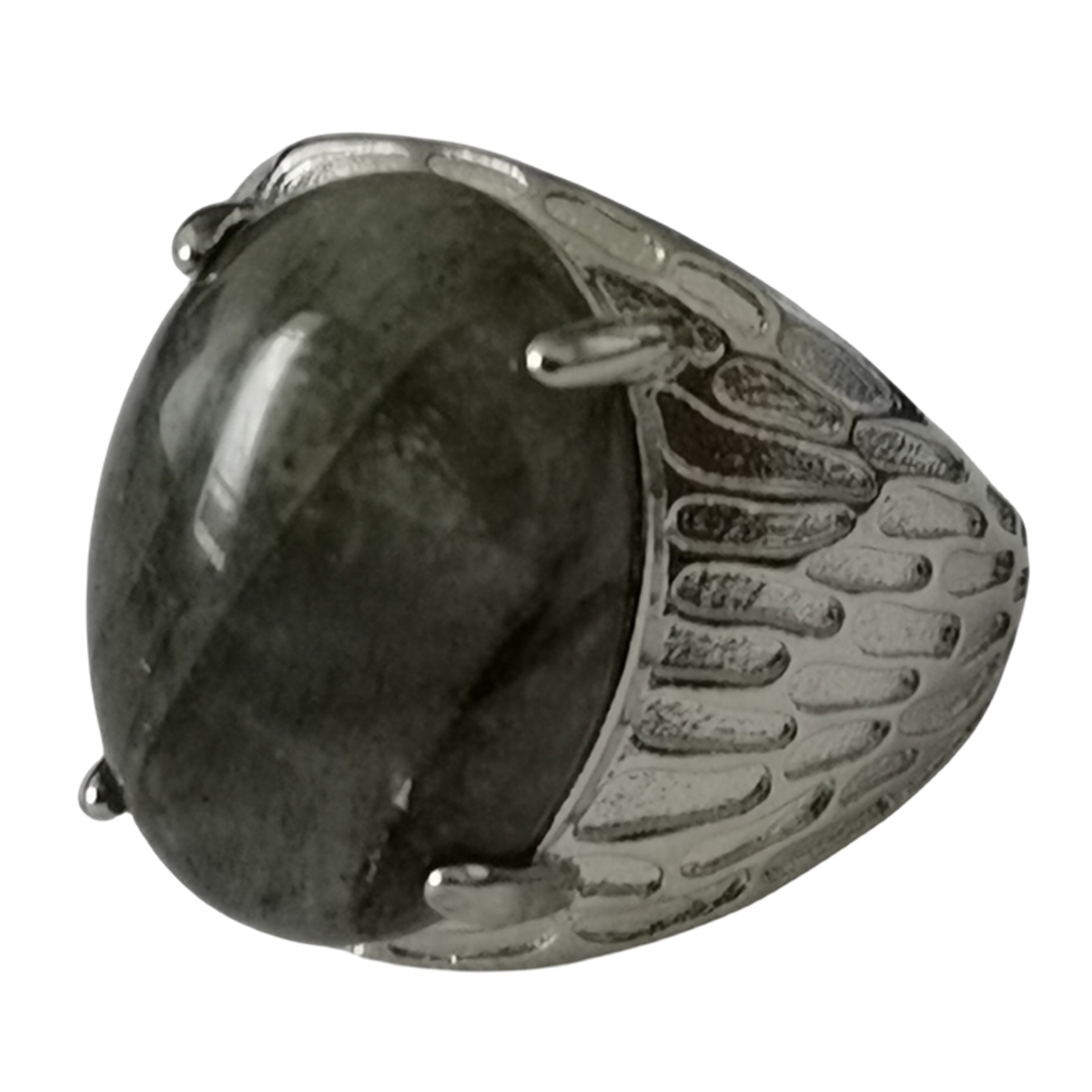 Silver Stone Rings for Women Men Adjustable 13x18MM Oval Gemstone CAB SR0183S