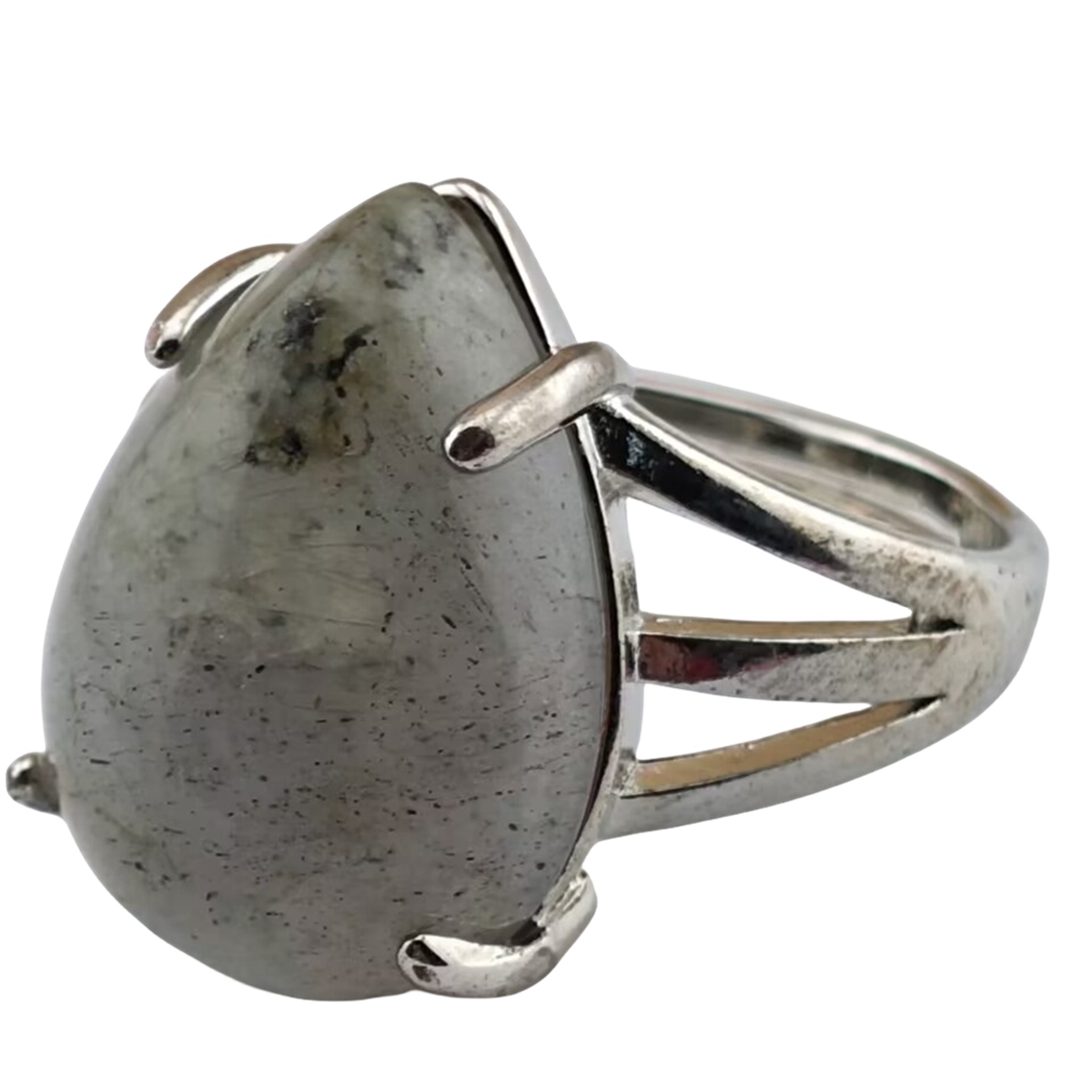 Silver Stone Rings for Women Men Adjustable 13x18MM Teardrop Gemstone Cabochons SR0185S