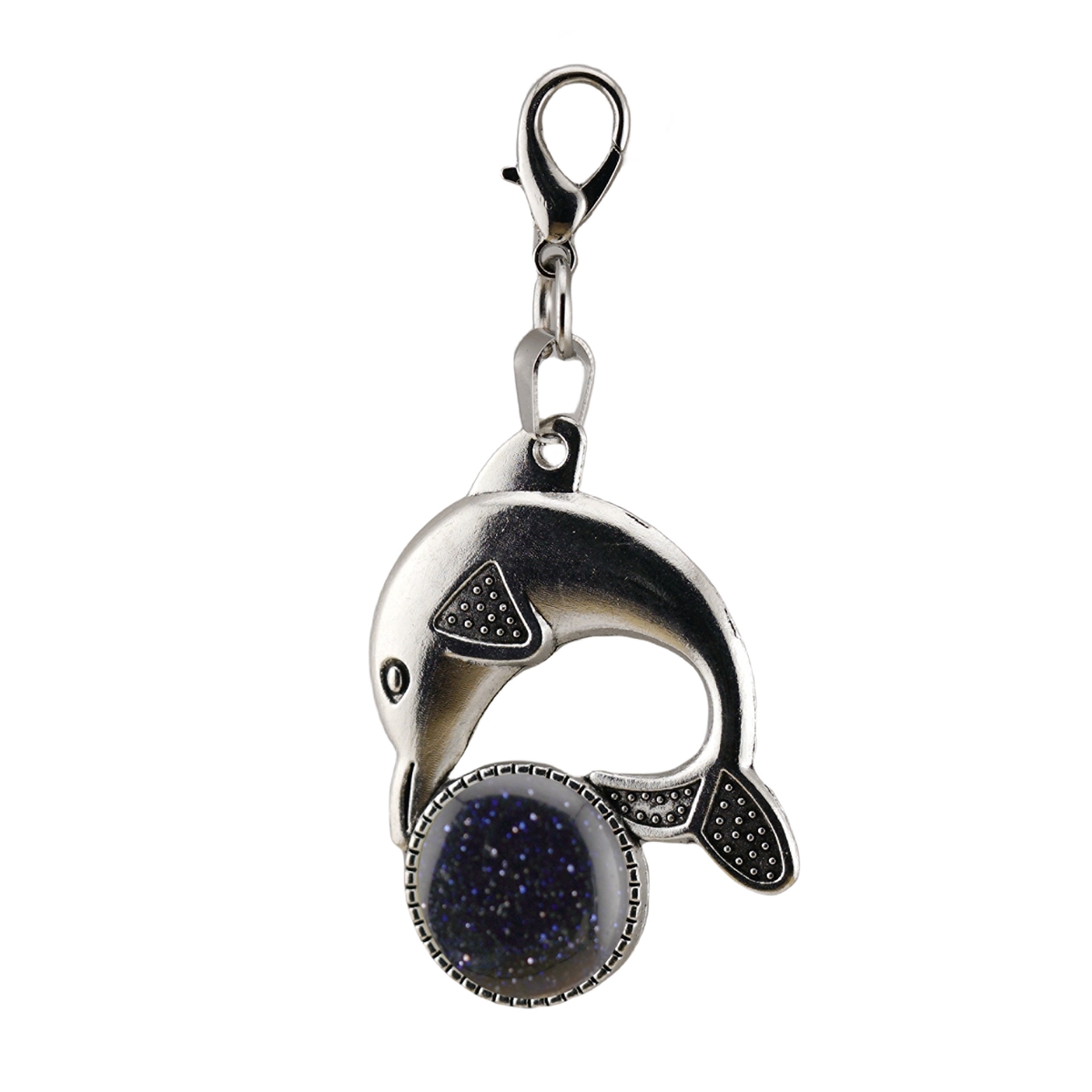 Natural Stone Dolphin Charm Pendant Dangle Charms with Lobster Clasps