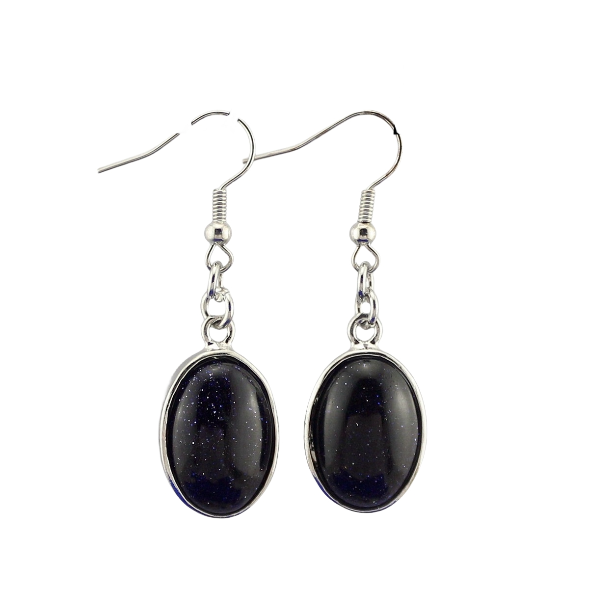 Oval Stone Charms Dangle & Drop Earrings for Women Girls Wrapped Silver Brass 