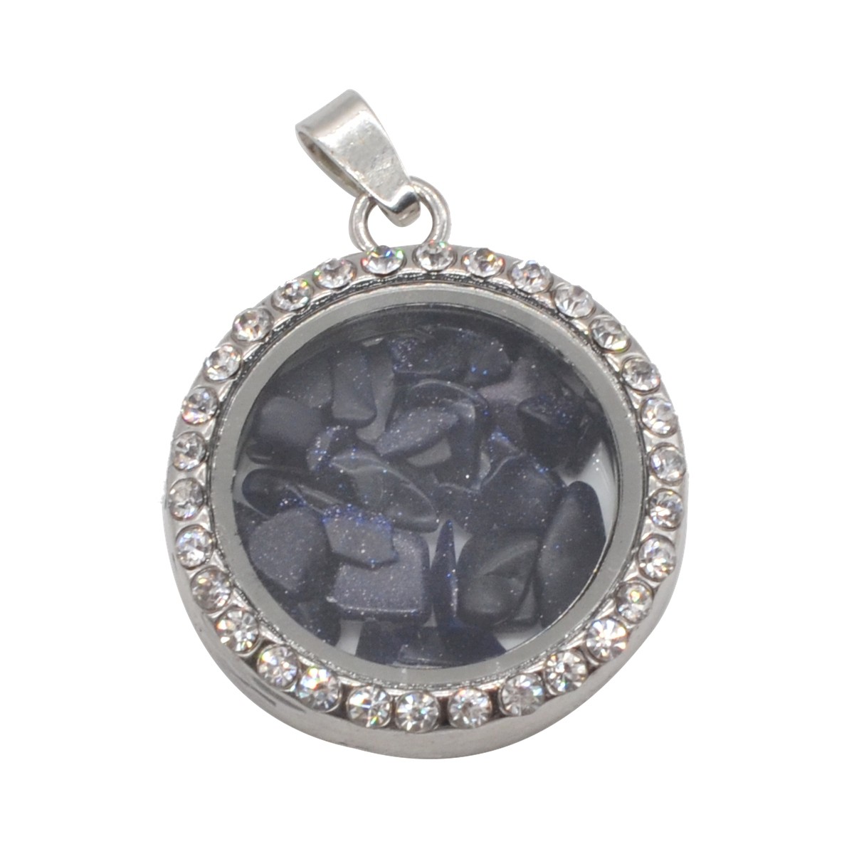 Natural Raw Gemstone 30MM Living Floating Memory Glass Locket Pendant Necklace 24" Chain