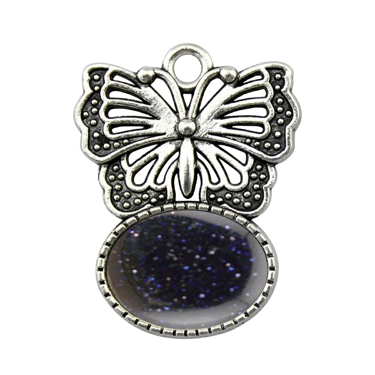 Silver Alloy Butterfly Gemstone Pendant for Making Jewelry with13x18MM Stone Cabs Steering wheel