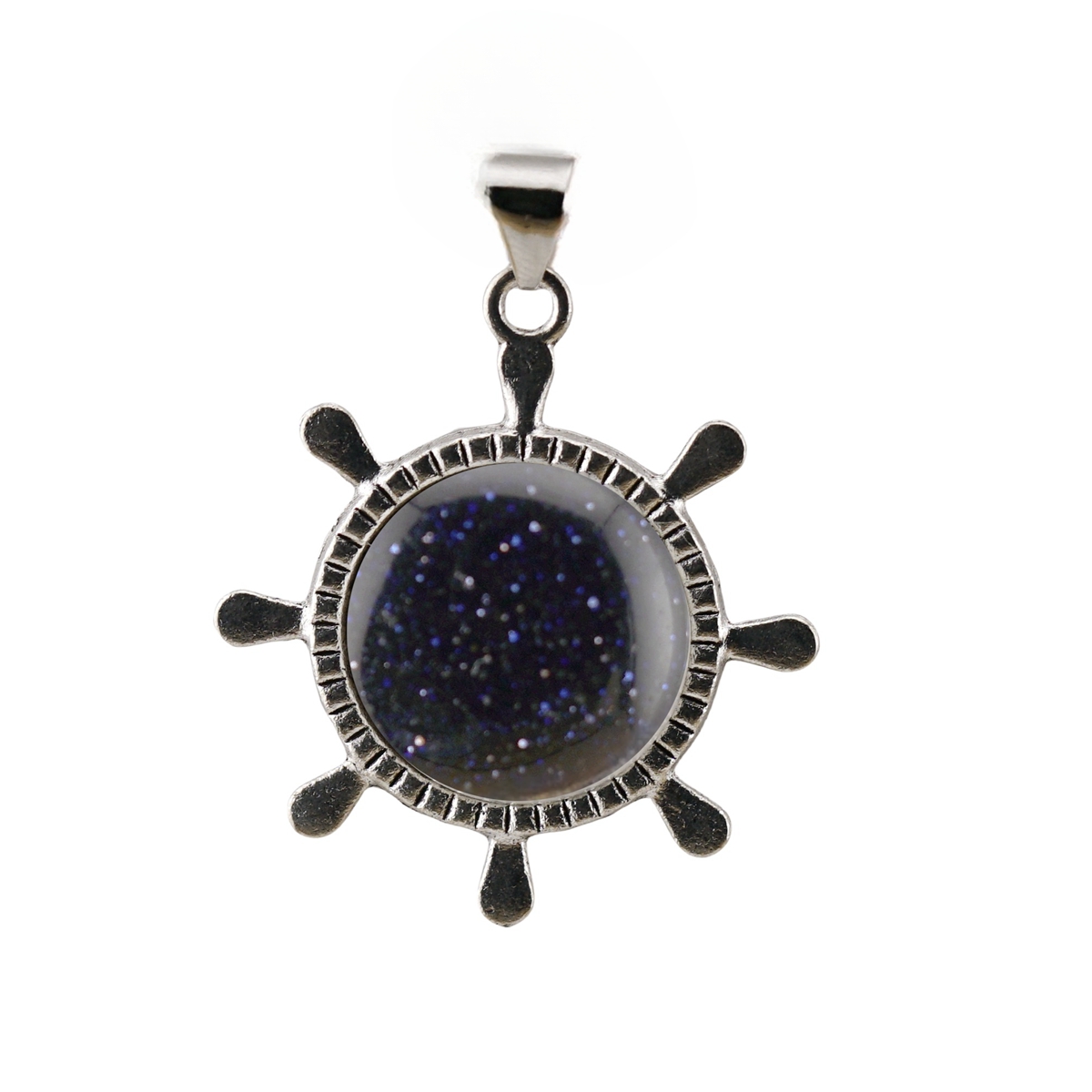 Silver Alloy Rudder Gemstone Pendant for Making Jewelry with 20MM Stone Cabs Steering wheel