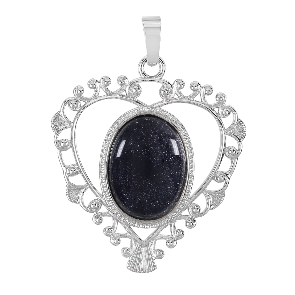 Silver Love Heart Pendant 35x46mm for Making jewelry necklace with 15x18MM natural Gemstone CABs