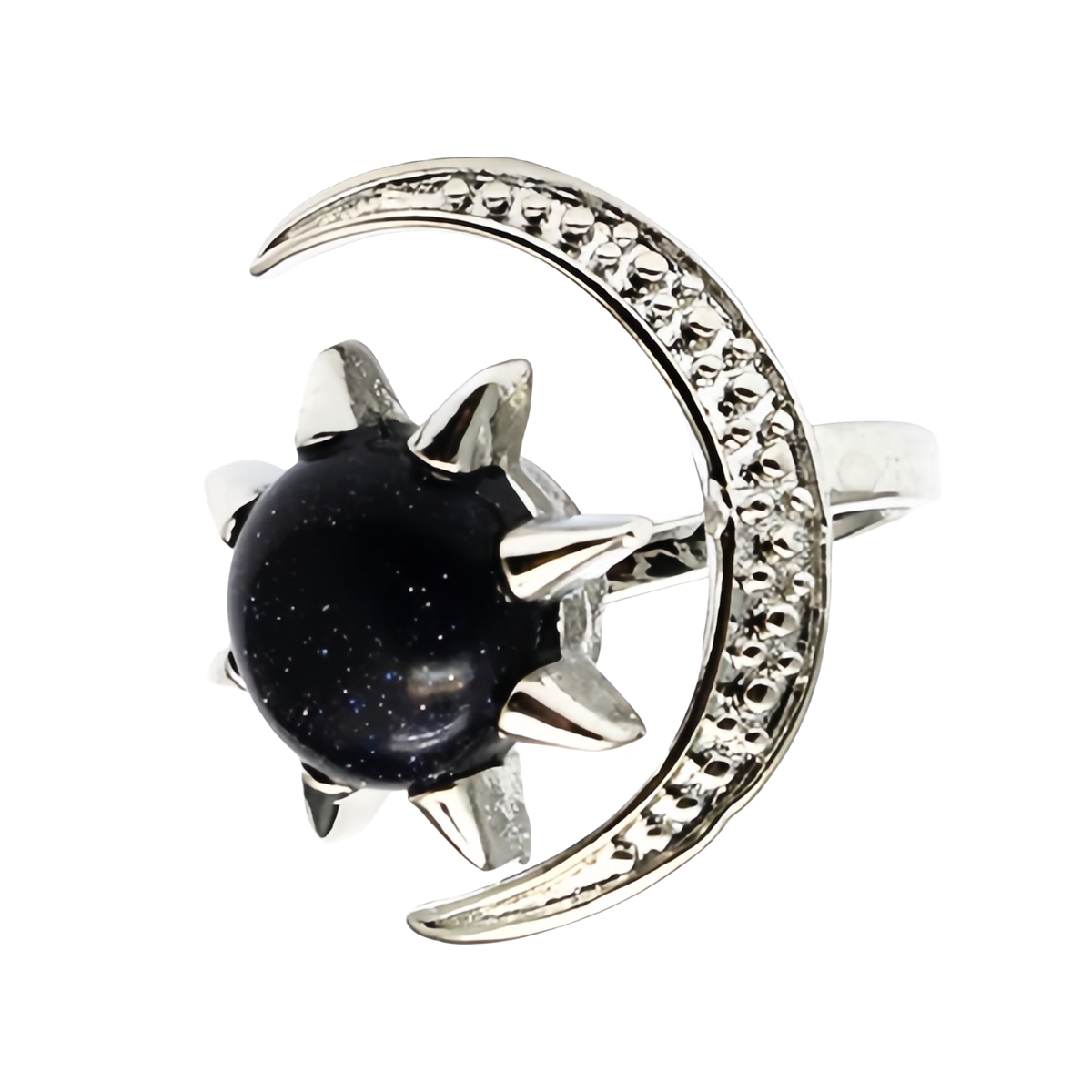 Moon Stone Rings for Women Men Adjustable Healing Crystal Ring Copper Plated White Gold Horse Eye Gemstone  SR0132S