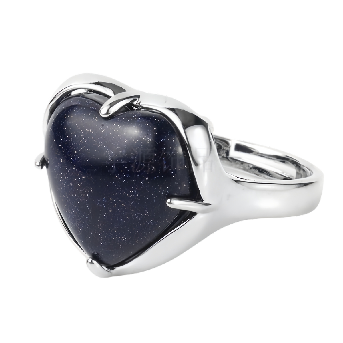 Silver Heart Stone Rings for Women Men Adjustable  SR0141S