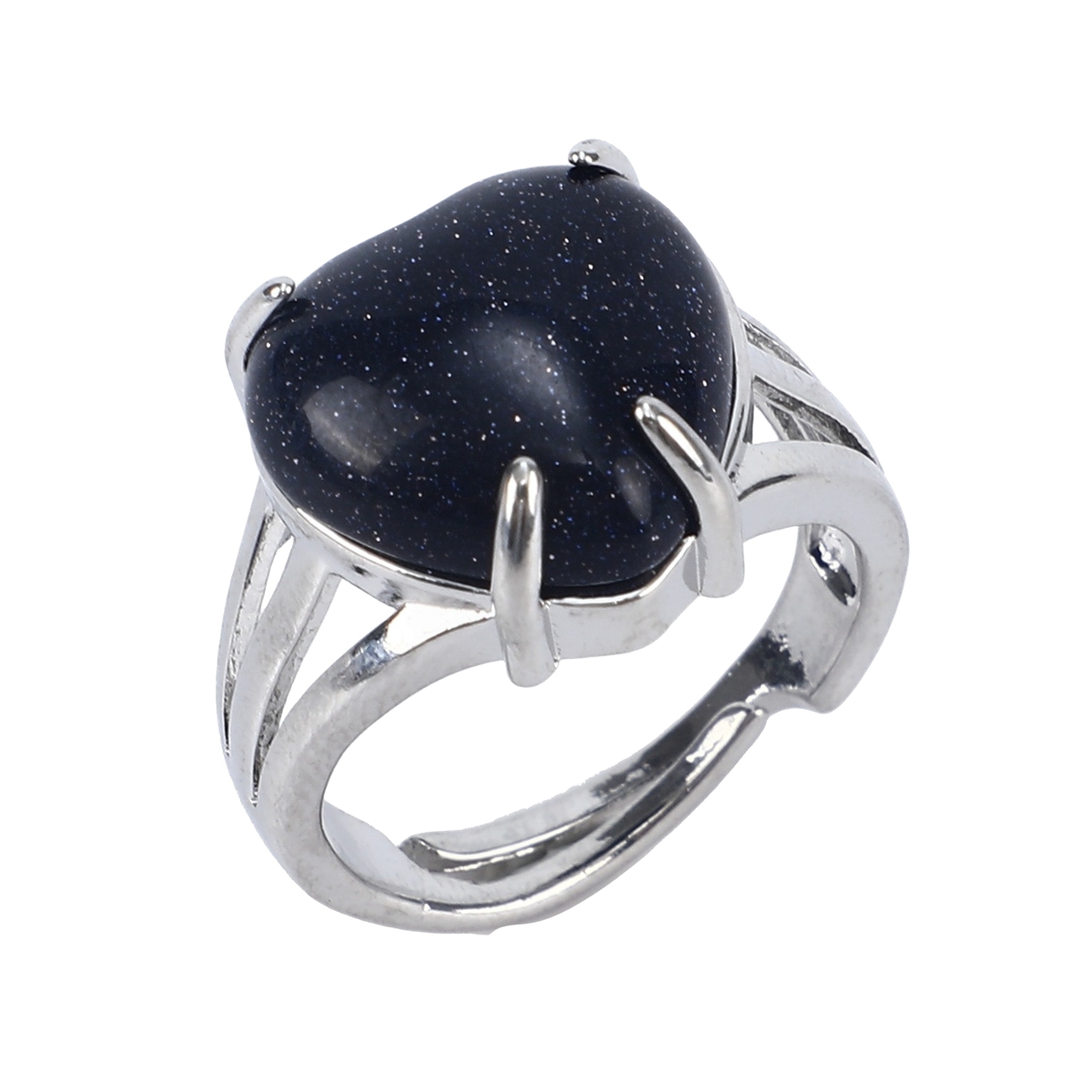 Silver Heart Stone Rings for Women Men Adjustable  SR0144S