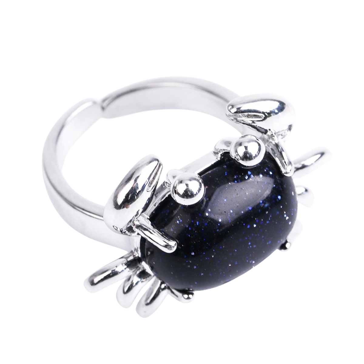 Silver Crab Stone Rings for Women Men Adjustable SR0146S