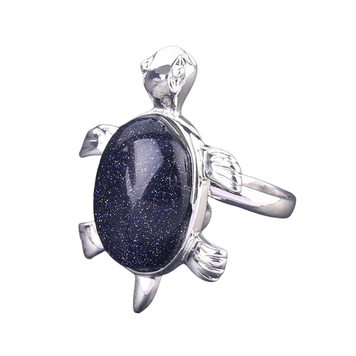Silver Turtle & Tortoise Stone Rings for Women Men Adjustable  SR0148S