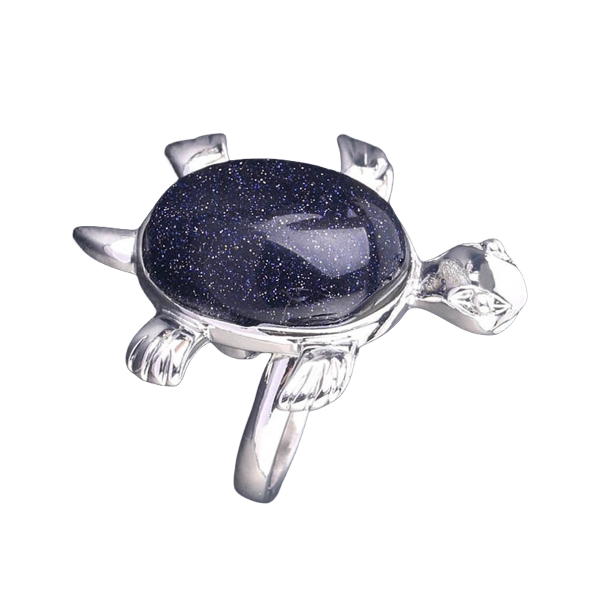 Silver Turtle & Tortoise Stone Rings for Women Men Adjustable  SR0148S