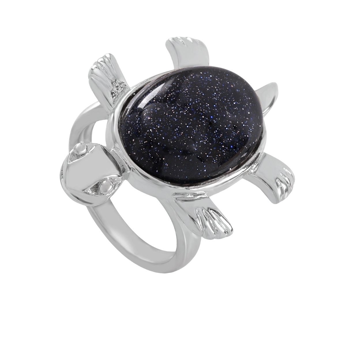 Silver Turtle & Tortoise Stone Rings for Women Men Adjustable  SR0148S