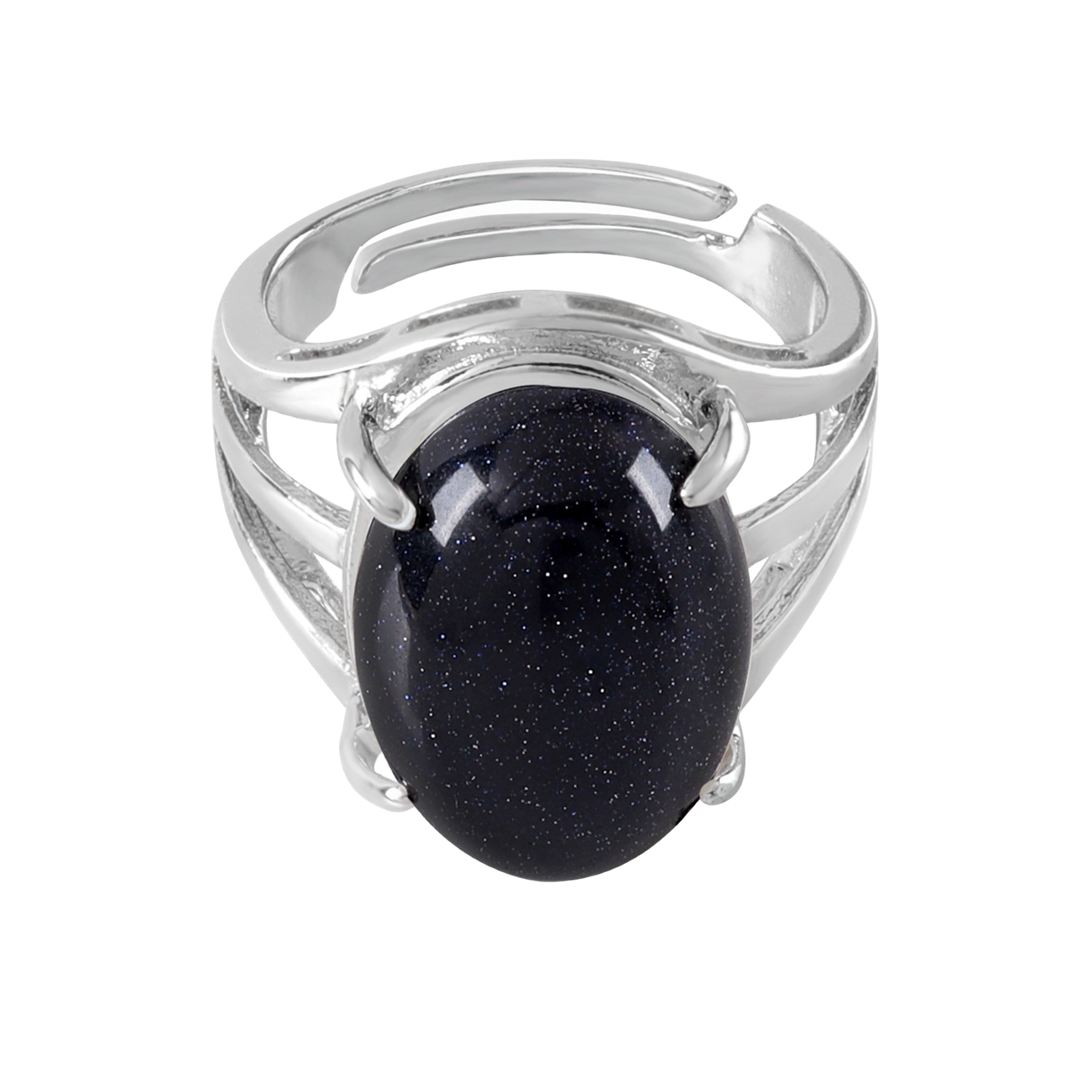 Silver Stone Rings for Women Men Adjustable  SR0154S 13X18MM Gemstone CAB