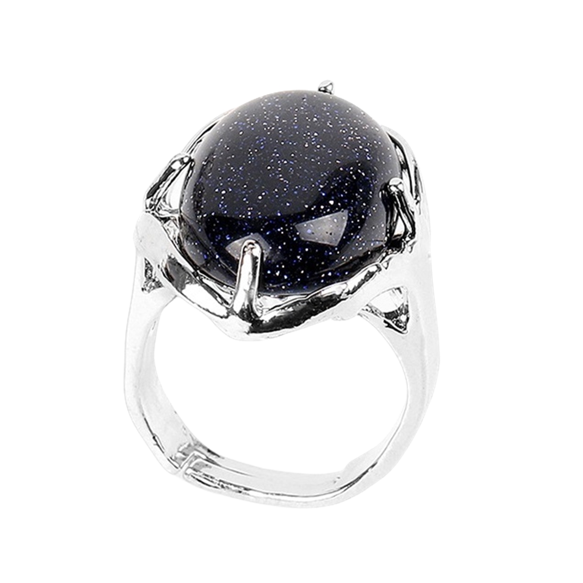 Silver Stone Rings for Women Men Adjustable 18x25MM Oval Gemstone CAB SR0156S 