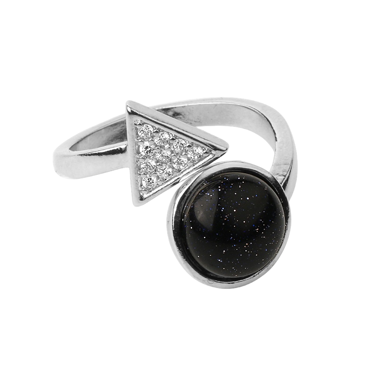 Natural Stone Triangle Rings 10MM Round Shaped Gemstone Jewelry For Women Anniversary Birthday Wedding Gift SR0159S