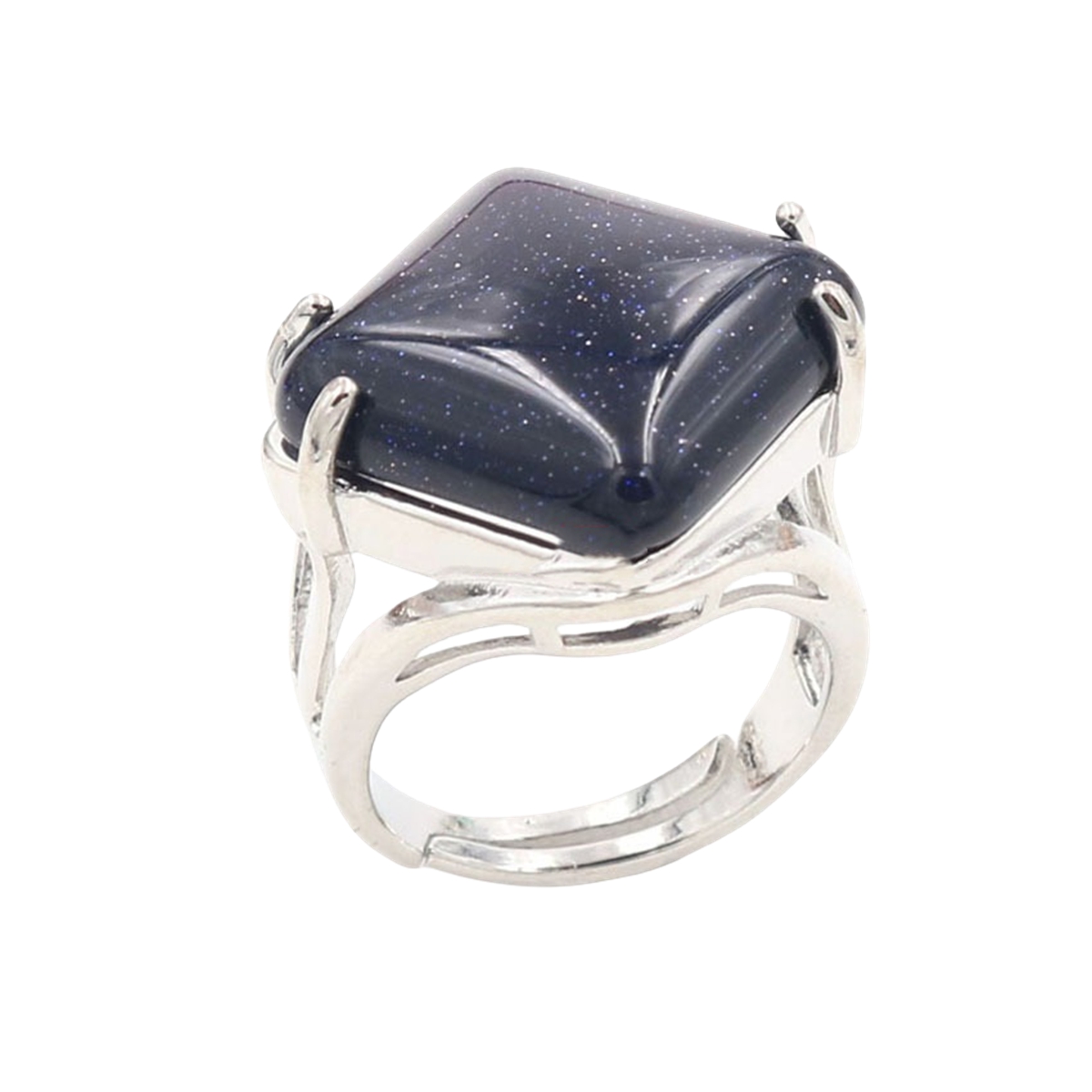 Square Gemstone Ring for Women Girls Natural 16MM Cube Crystal Handmade Womens Statement Ring SR0164S