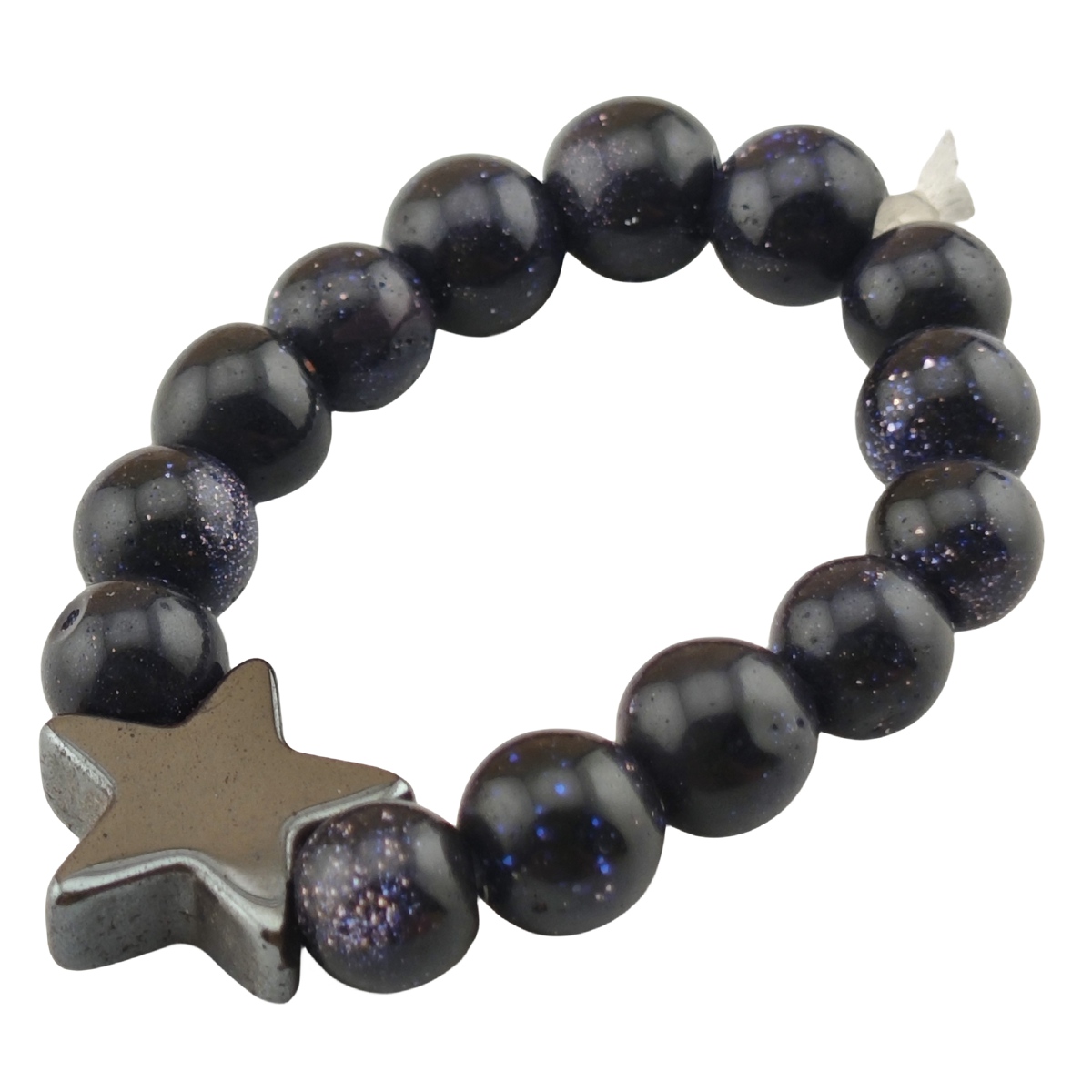 Natural Stone 4MM Round Beads Hematite Stars Stretch Rings SR0169B