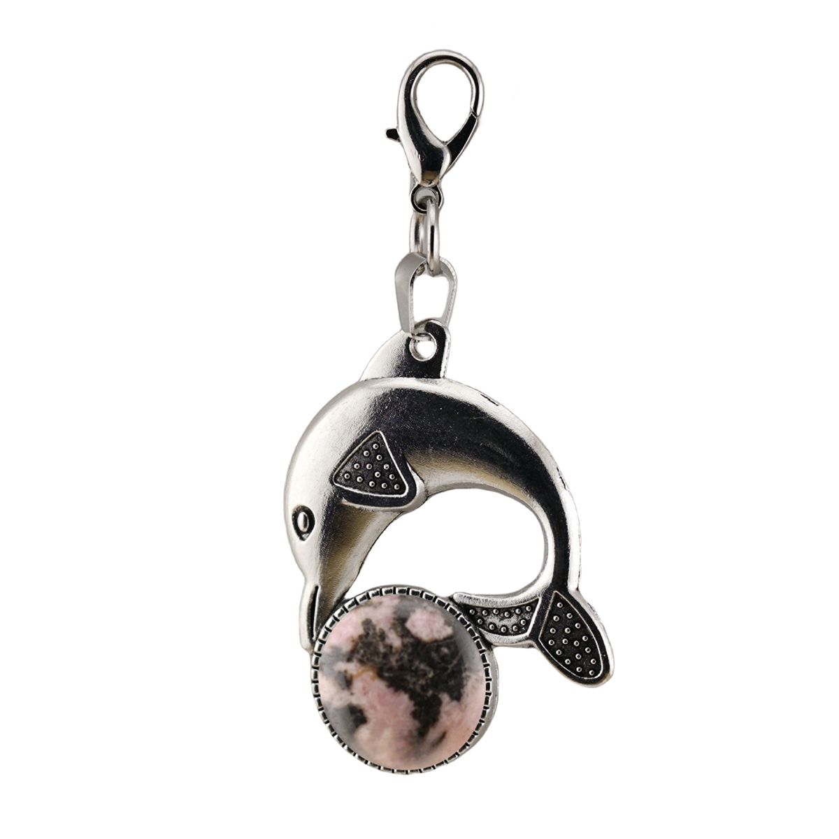 Natural Stone Dolphin Charm Pendant Dangle Charms with Lobster Clasps