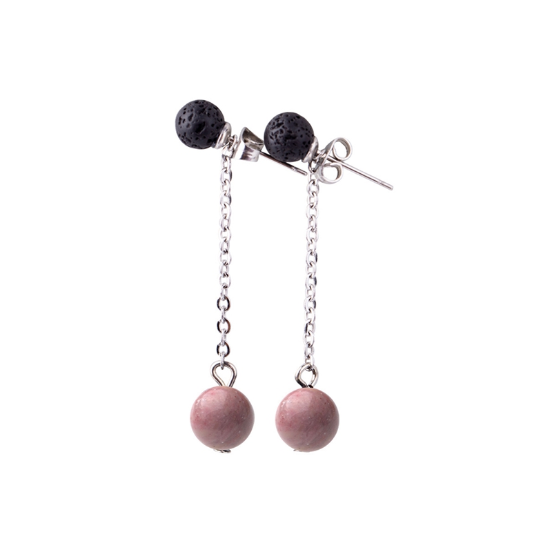 Lava Stone 6MM Earrings Stud Natural 8MM Gemstone long Chain Dangle Earring for women Girls