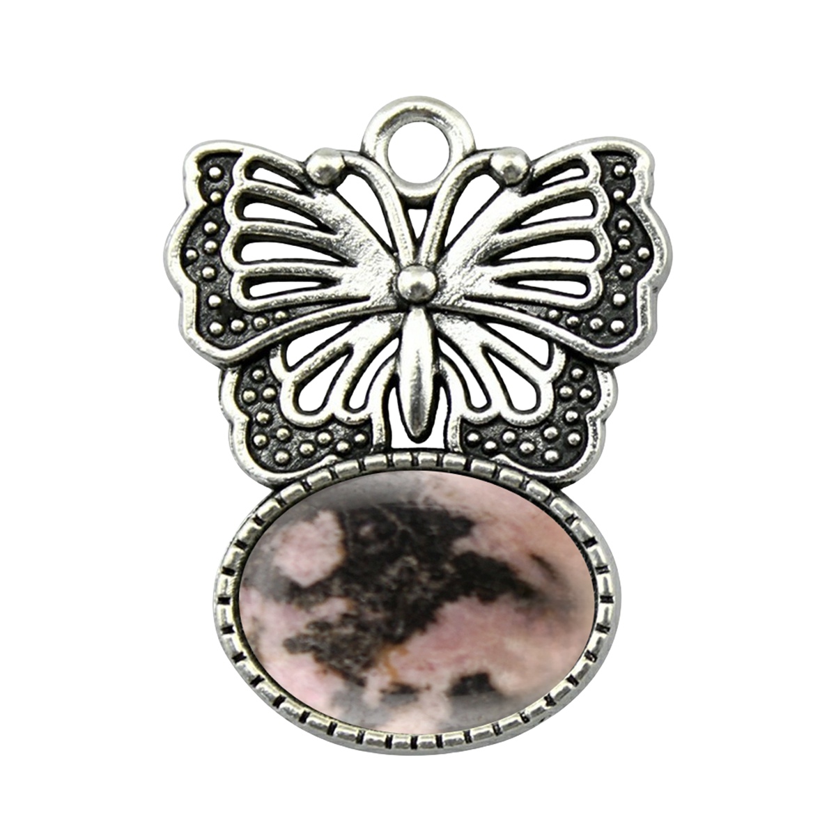 Silver Alloy Butterfly Gemstone Pendant for Making Jewelry with13x18MM Stone Cabs Steering wheel