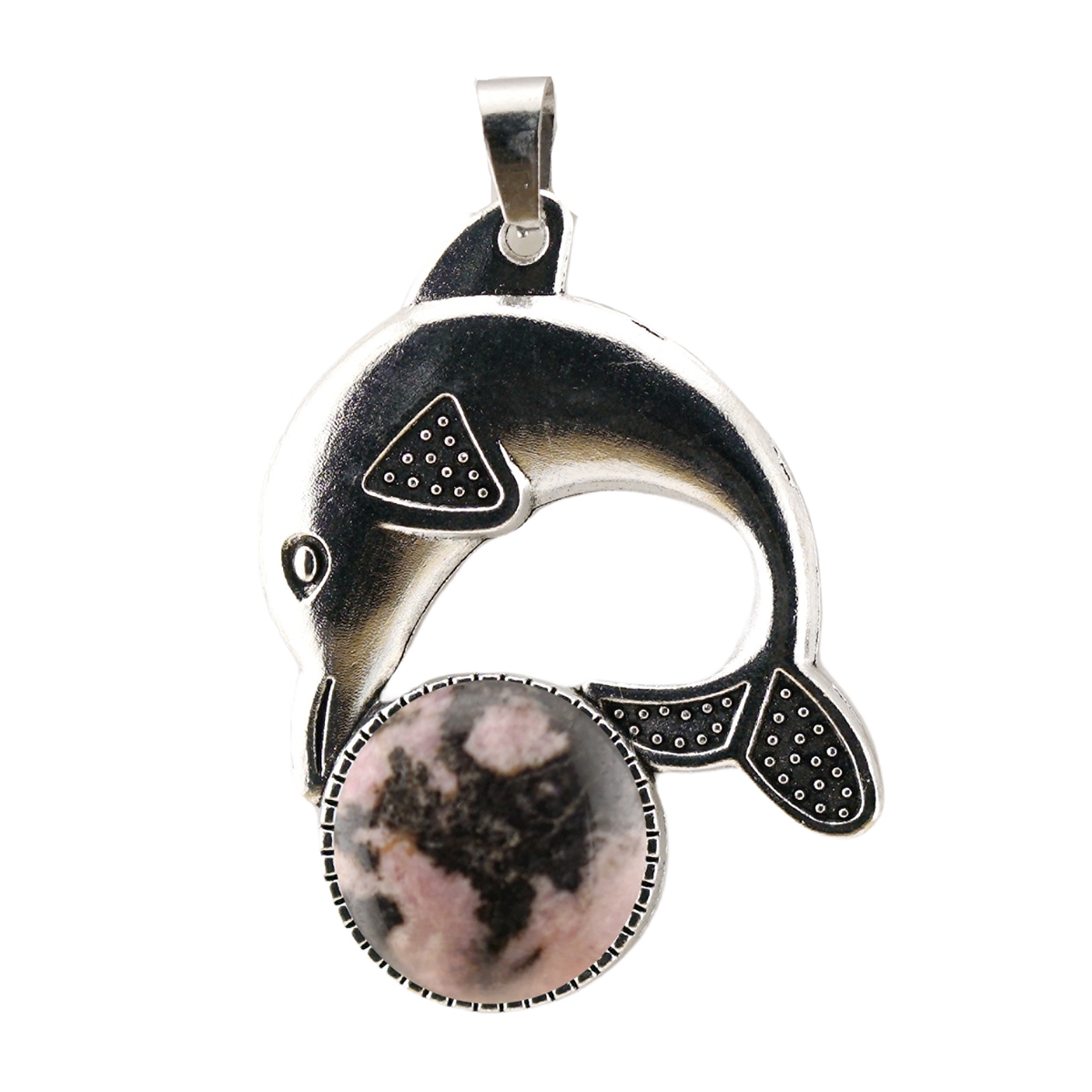 Silver Alloy Dolphin Gemstone Pendant for Jewelry Making Necklace Earrings
