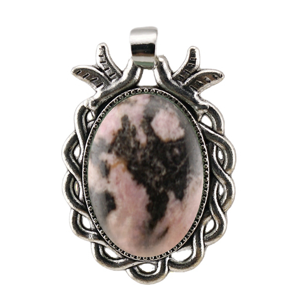 Natural Gemstone Pendant for Making Jewelry with 18x25MM Stone Cabs  Silver Alloy Accessories