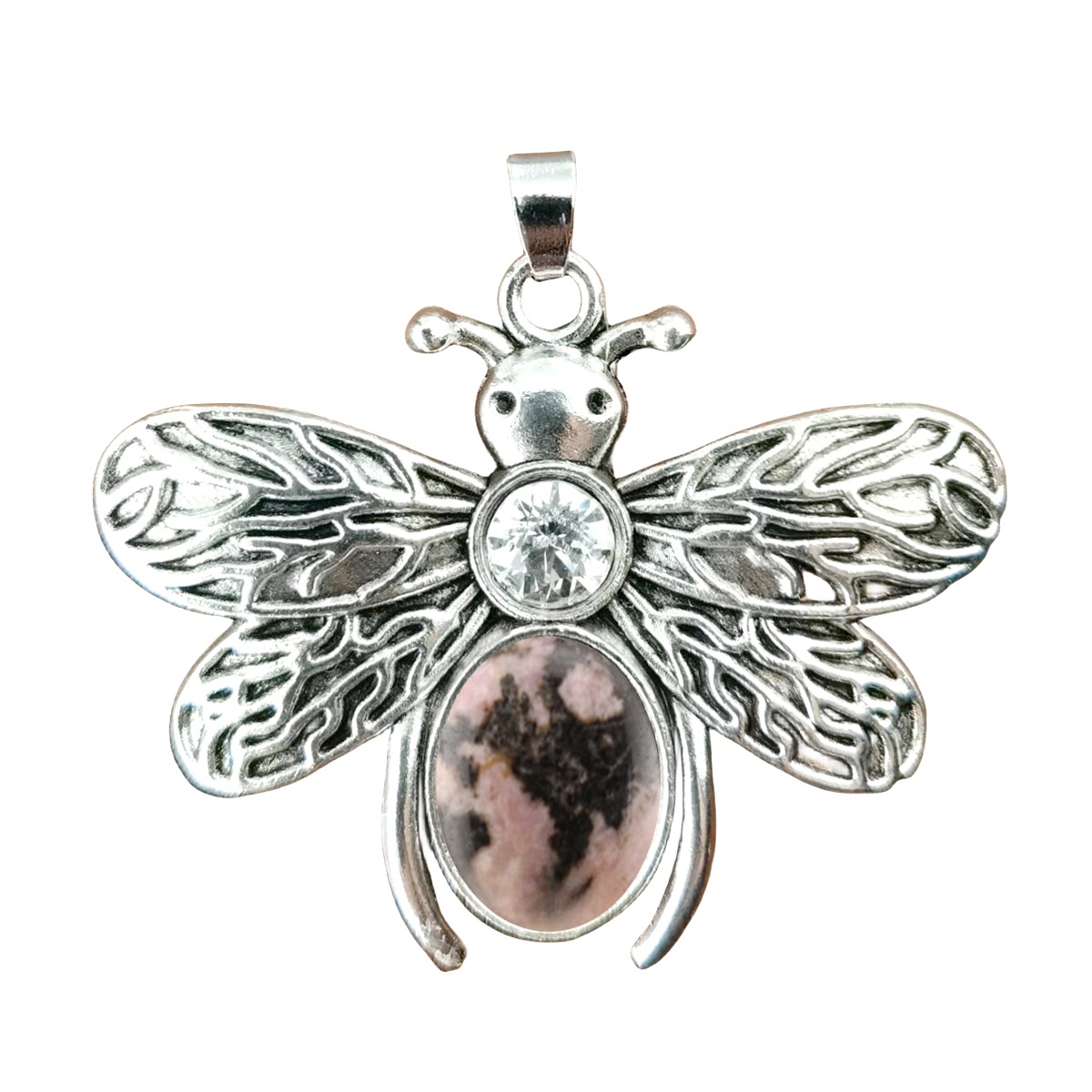 Silver Bee Gemstone Pendant for Making Jewelry 12x16MM Stone Cabs Animal 