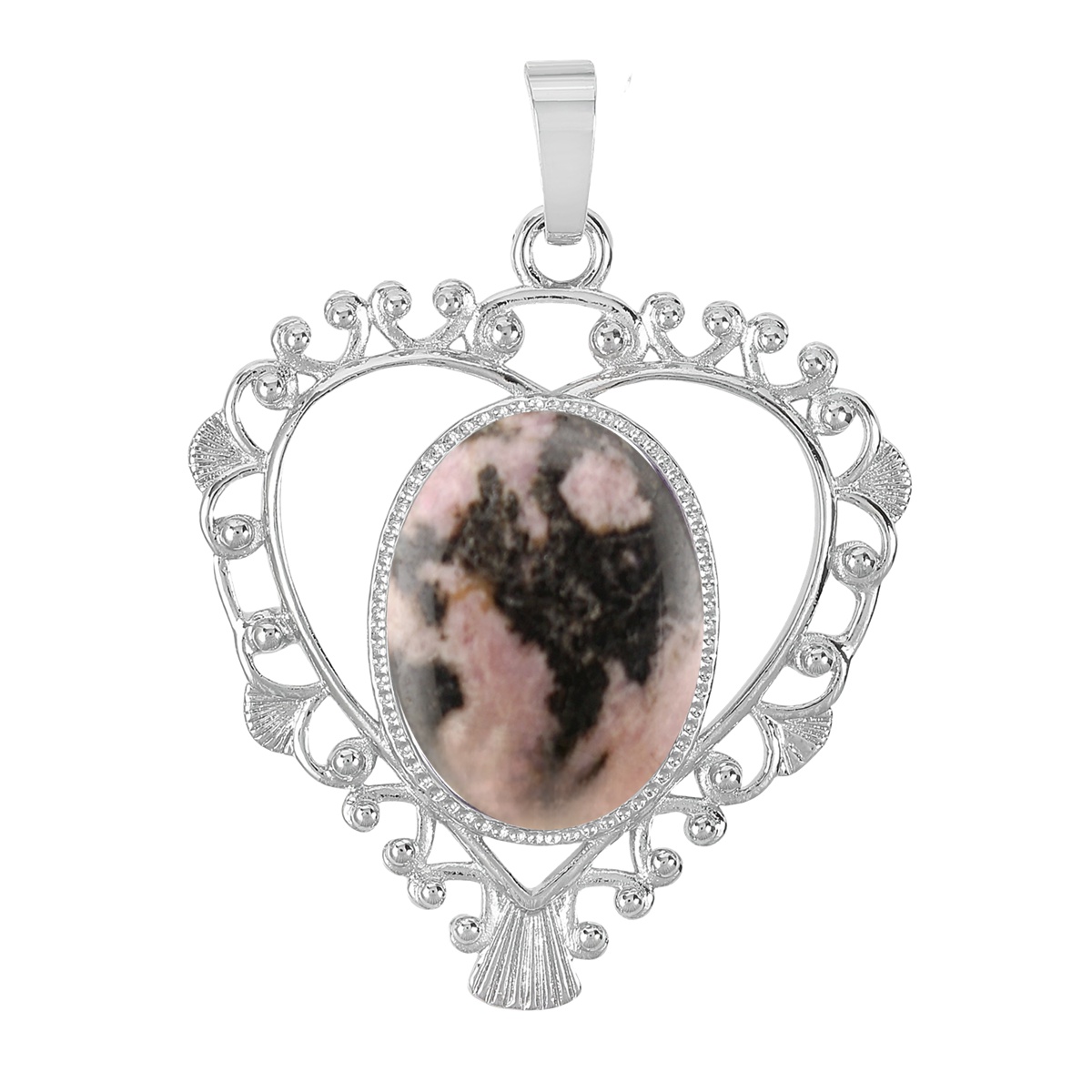 Silver Love Heart Pendant 35x46mm for Making jewelry necklace with 15x18MM natural Gemstone CABs