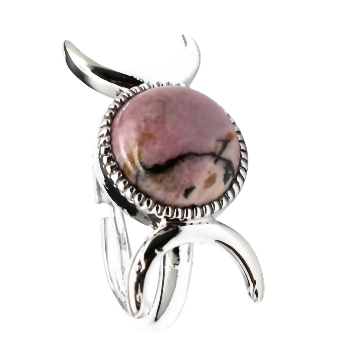 Silver Moon Stone Rings for Women Men Adjustable Healing Crystal Ring Copper Plated White Gold Horse Eye Gemstone  SR0133S