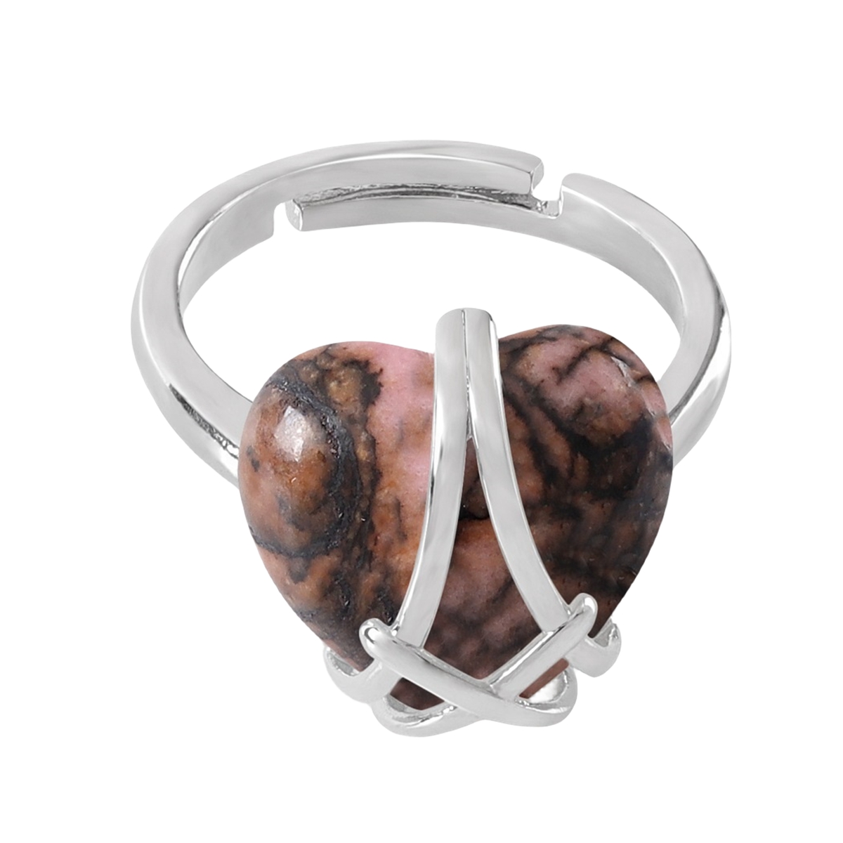 Silver Barbie Castle Heart Stone Rings for Women Men Adjustable  SR0143S