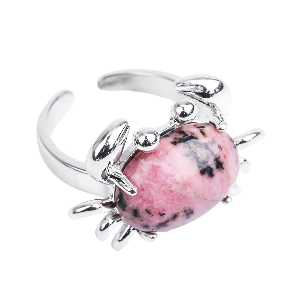 Silver Crab Stone Rings for Women Men Adjustable SR0146S