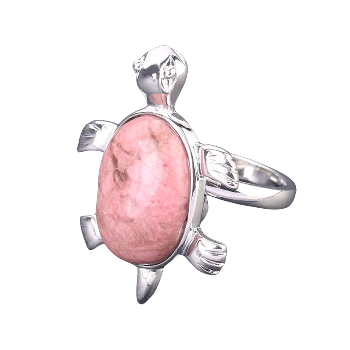 Silver Turtle & Tortoise Stone Rings for Women Men Adjustable  SR0148S
