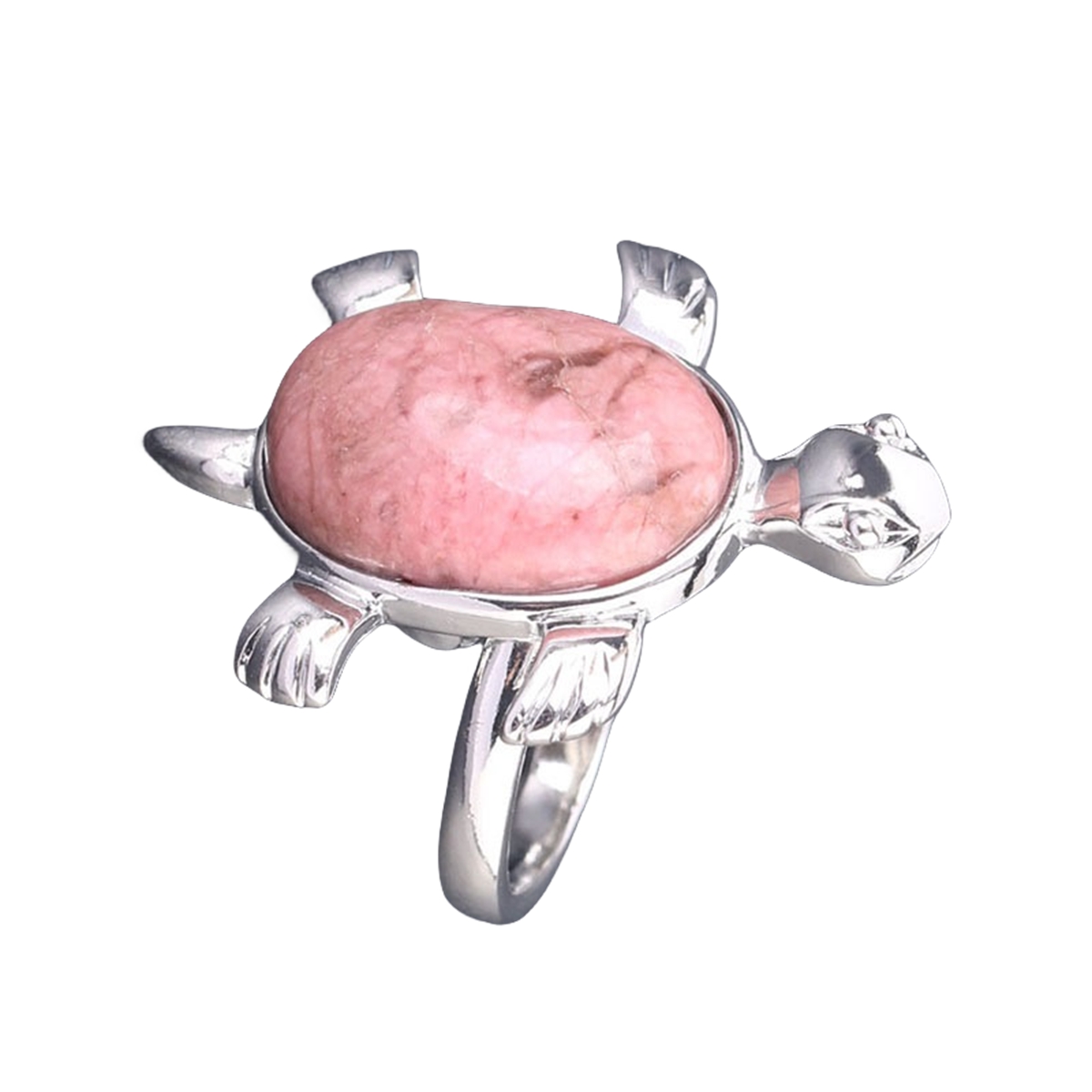 Silver Turtle & Tortoise Stone Rings for Women Men Adjustable  SR0148S