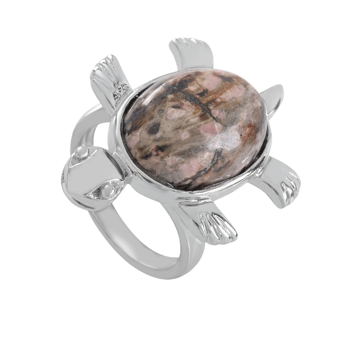 Silver Turtle & Tortoise Stone Rings for Women Men Adjustable  SR0148S