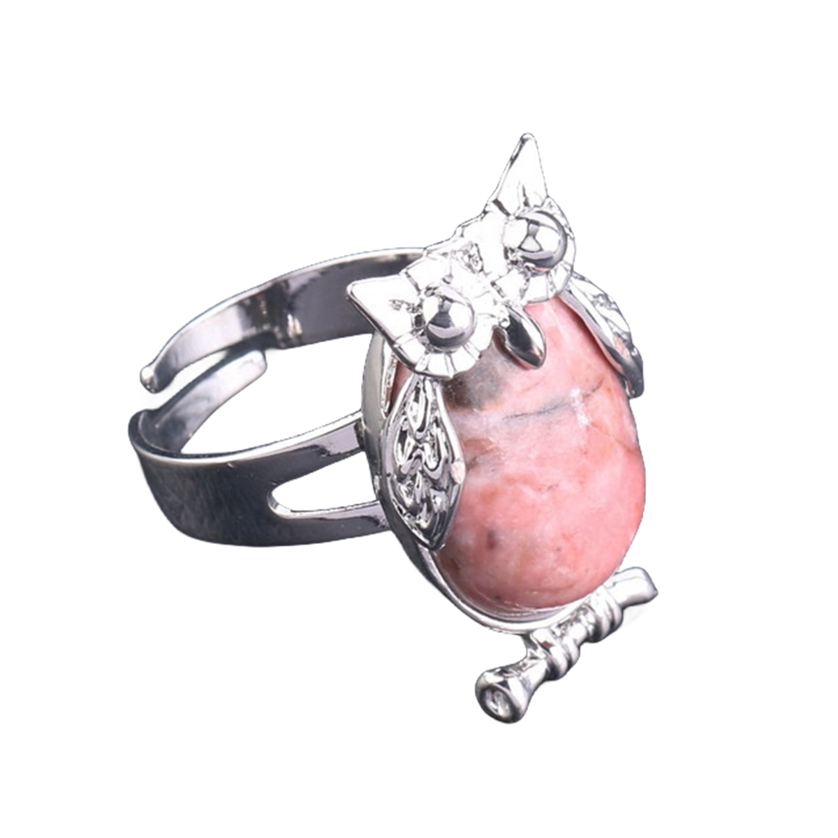 Silver Owl Stone Rings for Women Men Adjustable SR0151S
