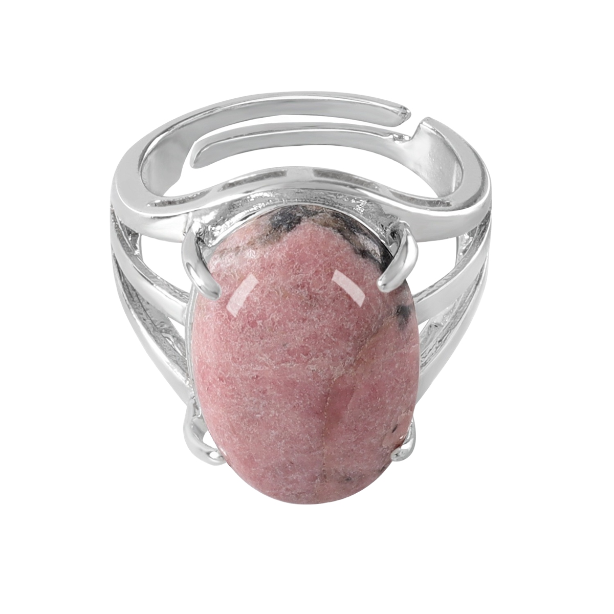 Silver Stone Rings for Women Men Adjustable  SR0154S 13X18MM Gemstone CAB