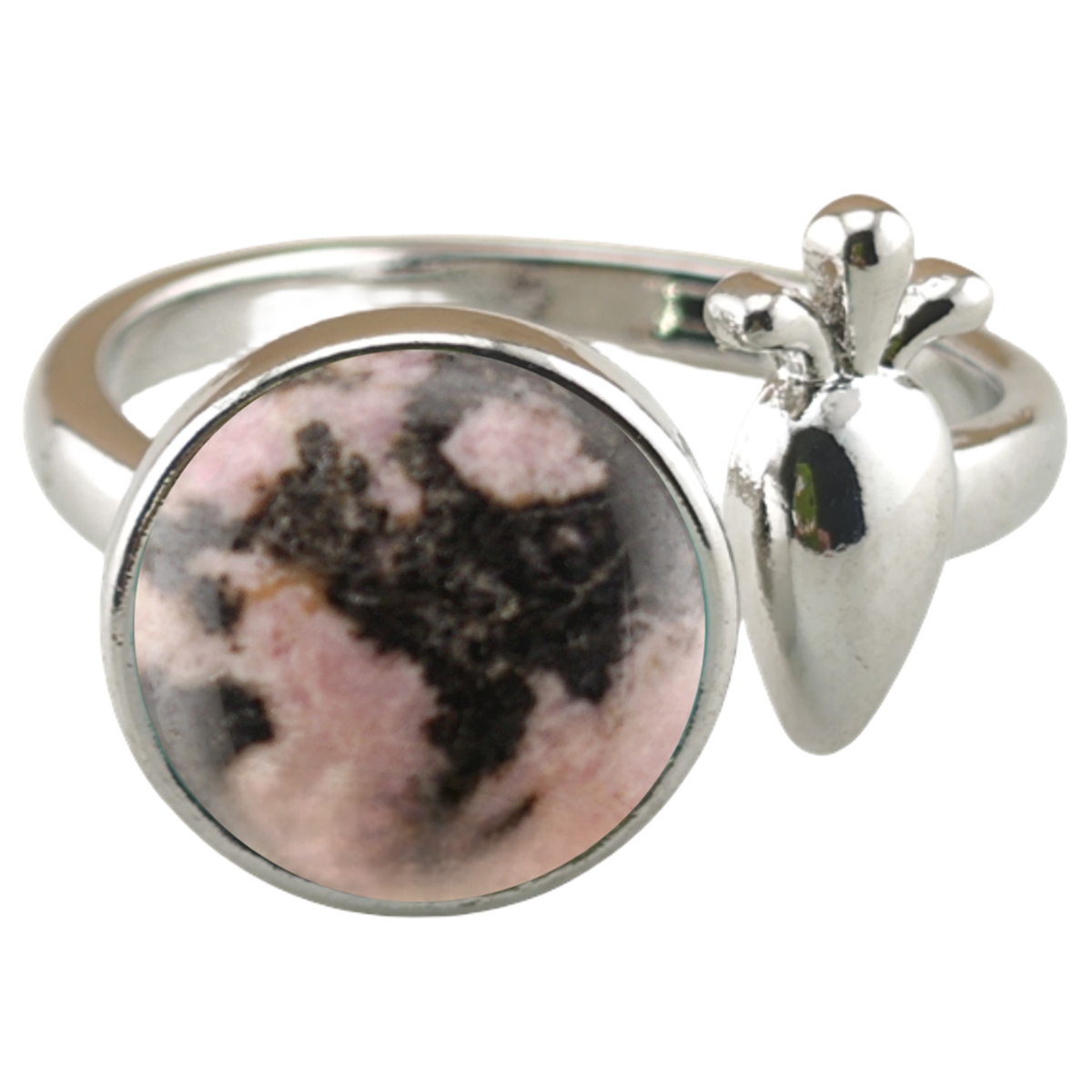 Silver Carrot Stone Rings for Women Men Adjustable 10MM Round Gemstone CAB SR0173S